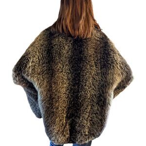 St. Moritz styled by Sportowne vintage‎ fur and tweed coat Bat wings size 12